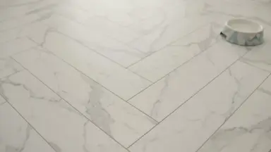 Видео: Кварцвиниловая плитка Invictus коллекция Maximus Click Herringbone 02 Pure Marble Snowflake