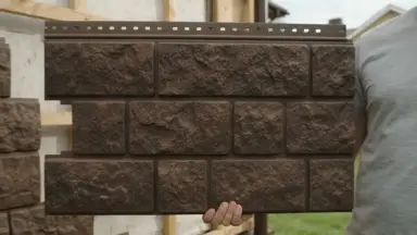Видео: Фасадная панель Docke BERGART под камень Кедровый орех