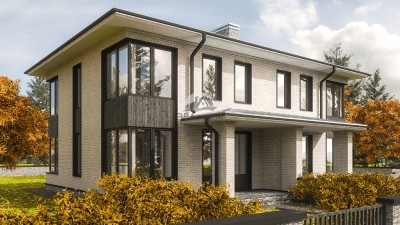 Проект двухэтажного дома из газобетонных блоков с террасой
