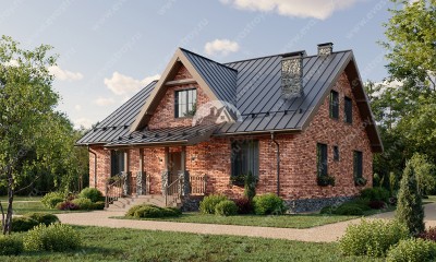 Проект узкого двухэтажного дома из газобетона с зимним садом
