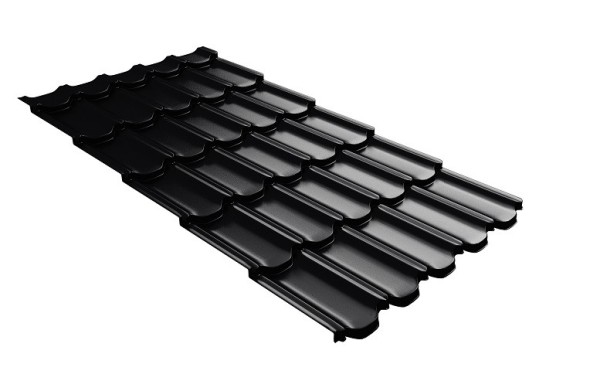 Металлочерепица квинта плюс с 3D резом 0,5 Satin Мatt RAL 9005 черный