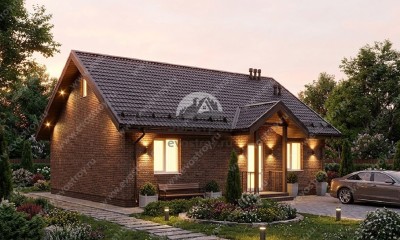 Проект жилого одноэтажного дома с двумя спальнями