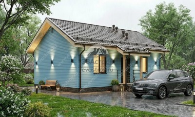 Проект узкого одноэтажного дома с площадью 50 кв м