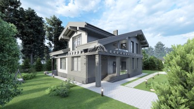 Проект двухэтажного дома с сауной, вторым светом и террасой
