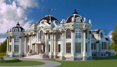 Проект узкого трёхэтажного дома с бассейном и площадью до 2100 кв.м