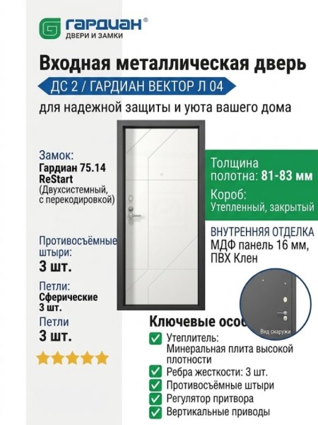 Входная металлическая дверь ДС 2 6 Вектор Л 04 Входная металлическая дверь ДС 2 6 Вектор Л 04