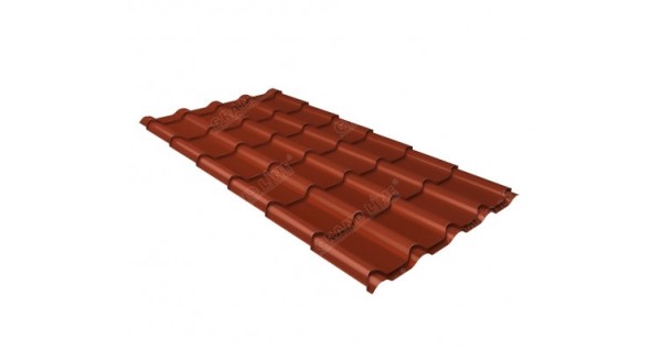 Металлочерепица камея 0,5 Satin RAL 8004 терракота