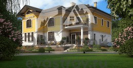 Проект дома в современной классике с цокольным этажом