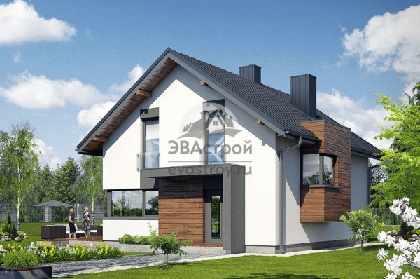 Проект жилого двухэтажного дома из керамоблоков с камином, размерами 9 на 11 м - SK-14