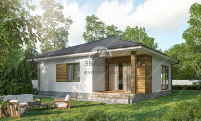 Проект одноэтажного жилого дома в европейском стиле с террасой