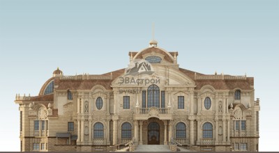 Проект узкого трехэтажного дома  в стиле барокко с цокольным этажом, с площадью до 2250 кв м