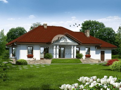 Проект квадратного дома с камином 20 на 10 метров