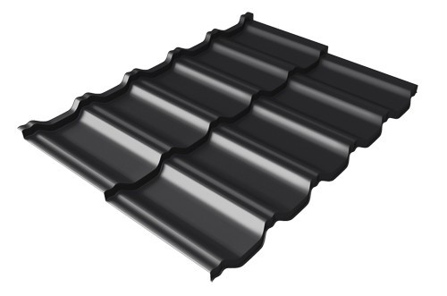 Металлочерепица модульная Квинта Uno Grand Line c 3D резом 0,5 GreenСoat Pural Matt RR 33 черный (RAL 9005 черный)