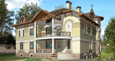 Купить проект особняка FD-00-15 площадью от 1000 кв.м. с кабинетом, библиотекой, бассейном, сауной, бильярдной.