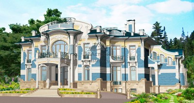 Проект особняка площадью от 1200 кв.м. из керамических блоков и кирпича со вторым светом.