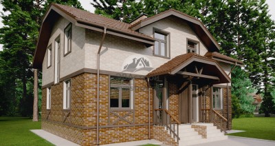 102-34 - типовой проект дома из кирпича с мансардой 12 на 15 на 2 семьи