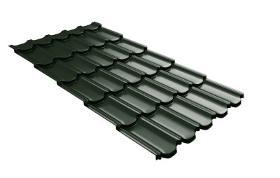 Металлочерепица квинта плюс с 3D резом 0,5 GreenСoat Pural RR 11 темно-зеленый (RAL 6020 хромовая зелень)