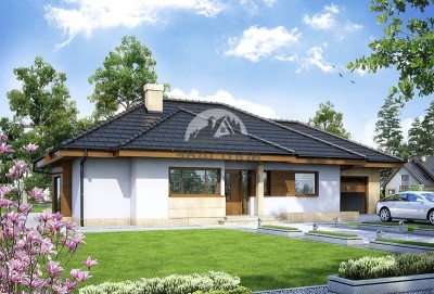 104-56  -  проект одноэтажного большого дома с 3 спальнями до 150 кв м