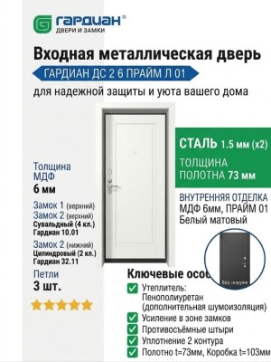 Входная металлическая дверь ДС 2  6 Прайм Л 01