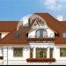 Проект квадратного двухэтажного дома из керамоблоков с погребом и двухместным гаражом - SK-21
