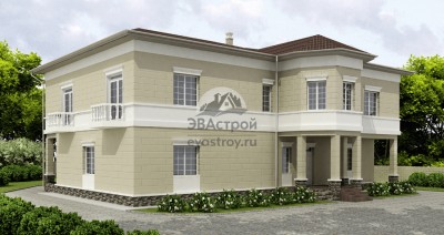 Проект двухэтажного дома с крытой террасой площадью до 500 кв м 101-26