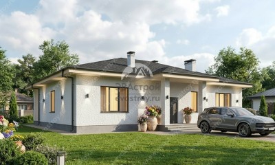 Проект квадратного одноэтажного дома в современном стиле