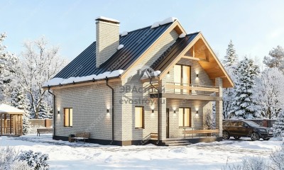 Проект квадратного двухэтажного дома с мансардой