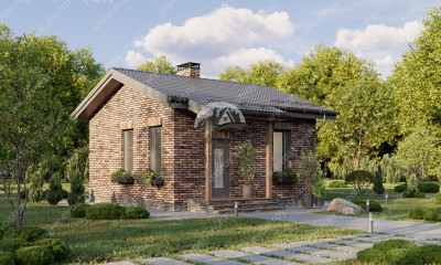Проект одноэтажного загородного дома отдыха с парной