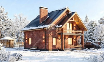 Проект квадратного двухэтажного дома с кабинетом и террасой