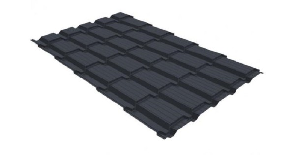 Металлочерепица GL квадро профи 0,5 GreenCoat Pural RR 23 темно-серый (RAL 7024) мокрый асфальт