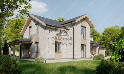 Проект двухэтажного дома с двухместным гаражом