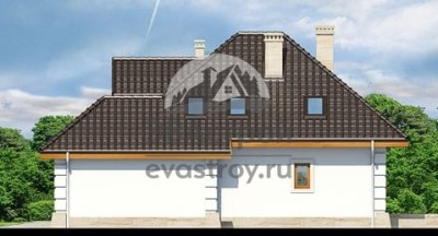 Проект европейского двухэтажного дома из керамоблоков с гаражом, эркером и камином