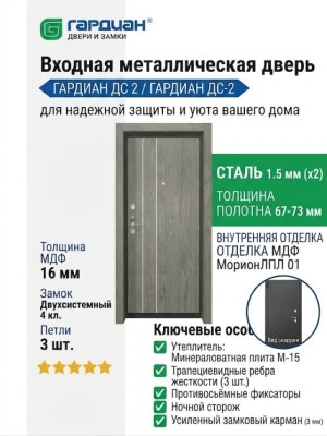 Входная металлическая дверь ДС 2  6 Стайл Л 09