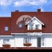 Проект узкого двухэтажного дома из керамоблоков с эркером и одноместным гаражом