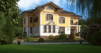 Проект двухэтажного дома с цокольным этажом площадью до 550 кв 101-38