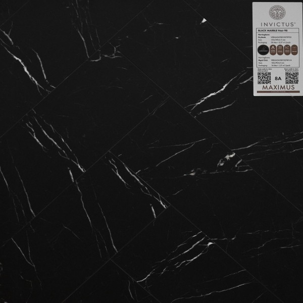 Кварцвиниловая плитка Invictus коллекция Maximus DryBack Herringbone 98 Black Marble Noir Кварцвиниловая плитка Invictus коллекция Maximus DryBack Herringbone 98 Black Marble Noir