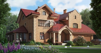 Проект дома с гаражом, верандой и вторым светом до 500 кв 101-44