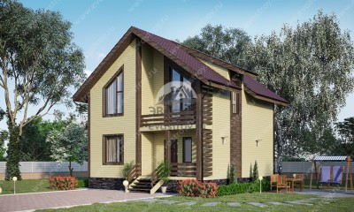Проект двухэтажного дома в европейском стиле с мансардным этажом и кабинетом, с площадью до 150 кв м