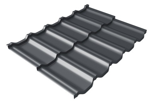 Металлочерепица модульная Квинта Uno Grand Line c 3D резом 0,5 Velur RAL 7024 мокрый асфальт