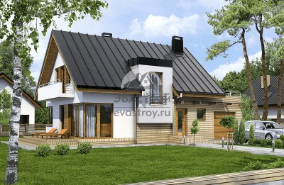 103-72  -  проект европейского узкого двухэтажного дома с гаражом